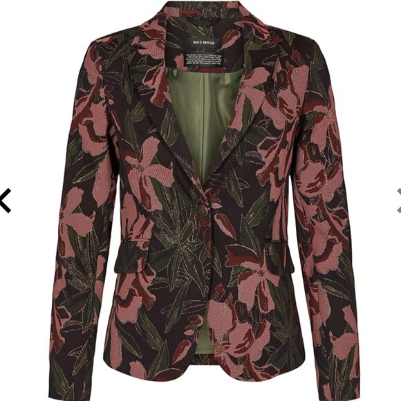 Mos Mosh Blake Flowered Jacquard Blazer Jacket Single Button s40 - Picture 3 of 10